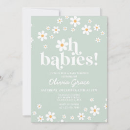 Convites Ah Bebês! Chuveiro de bebê verde daisy
