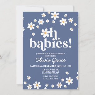 Convites Ah Bebês! Daisy azul marinho Chamada de Bebê