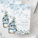 Convites Ah, convite, chá de fraldas de pinguins de inverno<br><div class="desc">Maravilha de inverno azul para um chá de fraldas para um menino.</div>