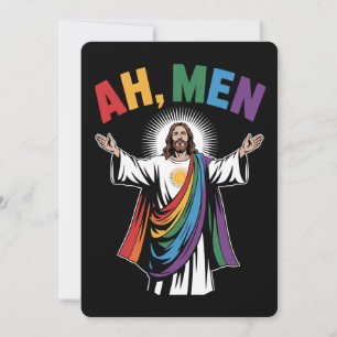 Convites Ah Men Engraçado Jesus LGBTQ Orgulho gay Rainbow