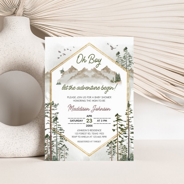 Convites Ah Menino Que a Aventura Comece Chuveiro de Bebê (Let the Adventure Begin Baby Shower Invitation)