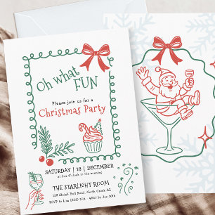 Convites Ah Que Diversão Festa de Natal Doodle Coquetel