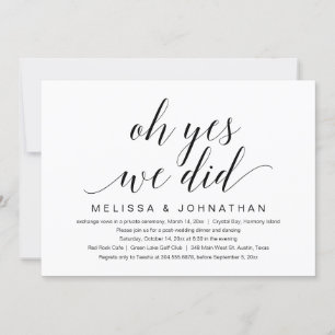 Convites Ah Sim, Nós Fizemos, Festa de Casamento Fugitivo