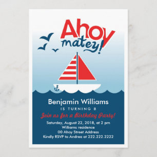 Convites Ahoy a festa de aniversário amiga náutica convid