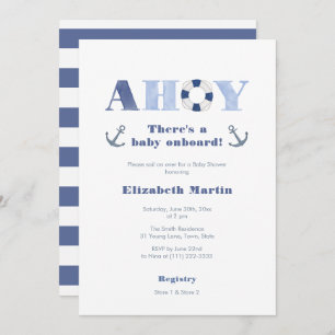 Convites Ahoy Baby No Conselho Do Chá de fraldas Náutico