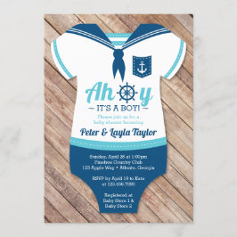 Convites Ahoy Chá de fraldas Invitation, Sailor, Náutico