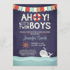 Convites Ahoy, é Chá de Twin Boys Convidar Oceano Náutico