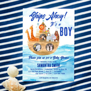 Convites Ahoy é um chá de fraldas Cristão de Arca de Noah