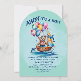 Convites Ahoy É Um Chá de fraldas De Tema Náutico Rapaz