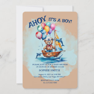Convites Ahoy É Um Chá de fraldas De Tema Náutico Rapaz