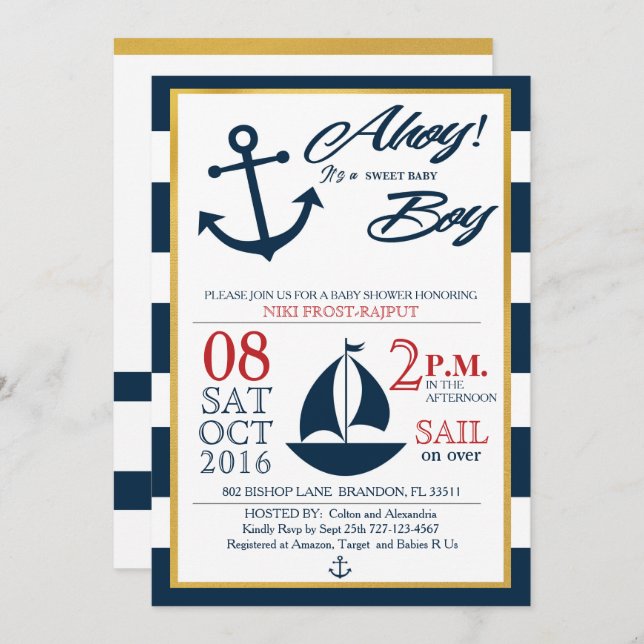 Convites Ahoy!é um garoto! (Frente/Verso)