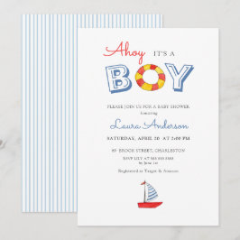 Convites Ahoy É um Menino lindo barco de vela Menino Chás d