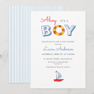 Convites Ahoy É um Menino lindo barco de vela Menino Chás d