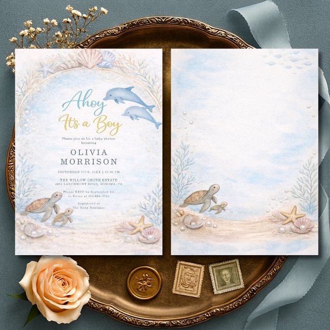 Convites Ahoy It's a Boy Baby Shower (Criador carregado)