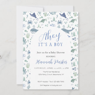 Convites Ahoy it's a Boy Baby Shower Invitation