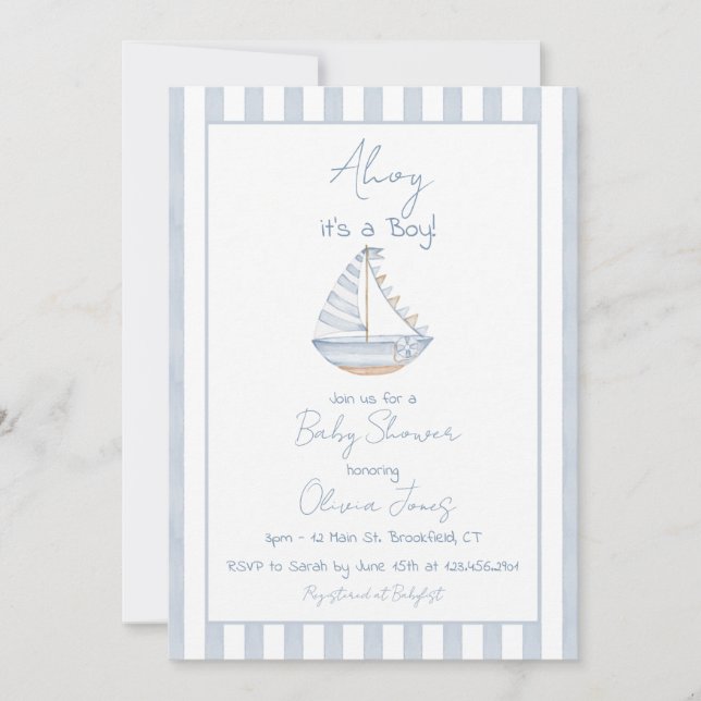 Convites Ahoy It's A Boy Baby Shower Invitation Card (Frente)