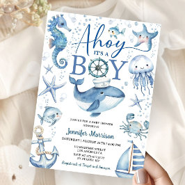 Convites Ahoy It's A Boy Nautical Ocean Baby Shower