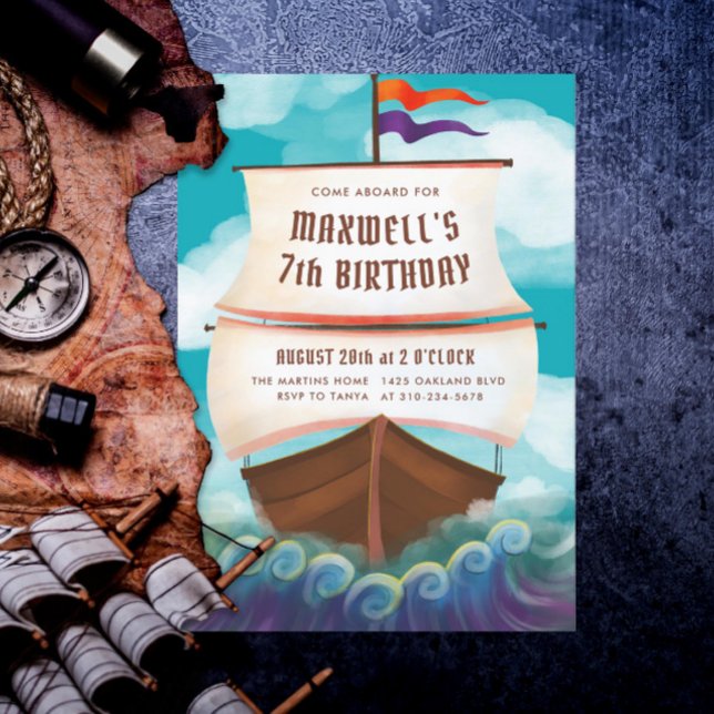 Convites Ahoy Matey Pirate Festa de aniversário (Criador carregado)