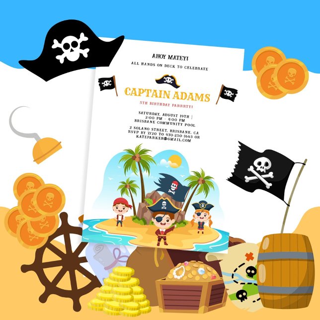 Convites Ahoy Matey! Pirate Island Boys Birthday (Criador carregado)