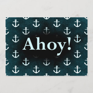Convites Ahoy! Padrão de Âncora Design azul escuro