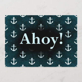 Convites Ahoy! Padrão de Âncora Design azul escuro