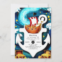 Convites Ahoy Pirate, Ahoy, Aquarela Infantil