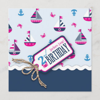 Convites Ahoy! Rapariga Aniversário Convidar Praça 2