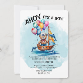 Convites Ahoy Sailor É Um Chá de fraldas De Tema Náutico