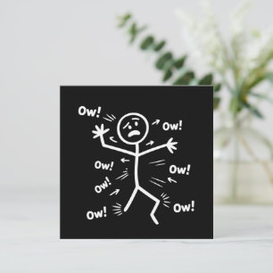 Convites Ai Ai Ai Comédia Personagem de Pau Divertido Dor C