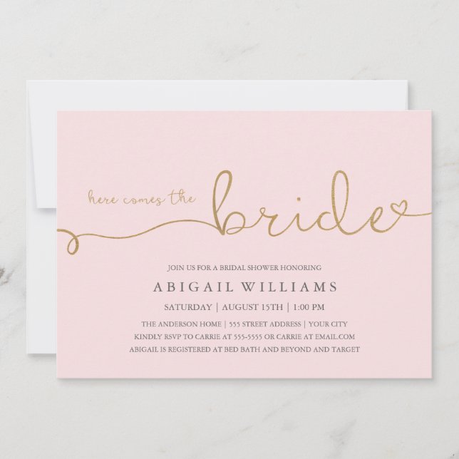 Convites Aí vem a noiva de ouro falso (Frente)