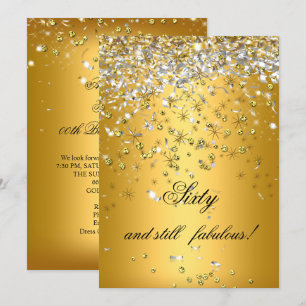 Convites Ainda Fabuloso 60 Dourado Fluxo de Prata Aniversár