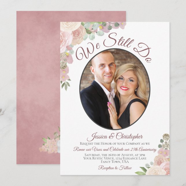 Convites Ainda Fazemos A Renovação De Velas Floral E Fotogr (Frente/Verso)