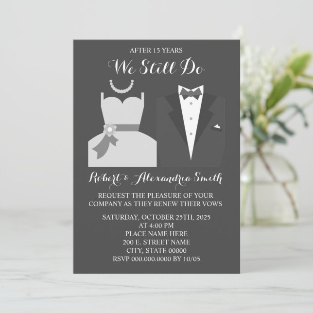 Convites Ainda Fazemos Renovação De Aniversário De Casament (Em pé/Frente)
