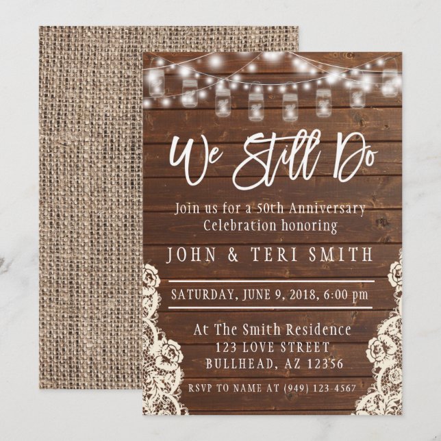 Convites Ainda Fazemos Rustic Aniversário de Casamento em M (Frente/Verso)