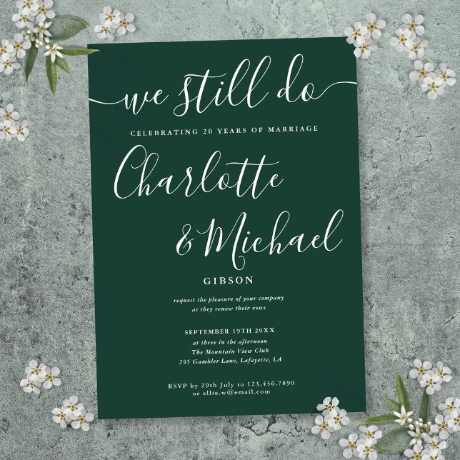 Convites Ainda Fazemos Voto de Renovação de Aniversário de  (We Still Do Script Vow Renewal Anniversary Invitation)