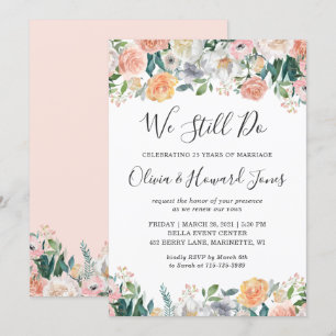 Convites Ainda Fazemos Vow Renewant Elegant Garden Rosa Flo