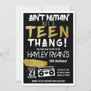 Convites Aint Nuthin mas a Teen Thang Hop Aniversário
