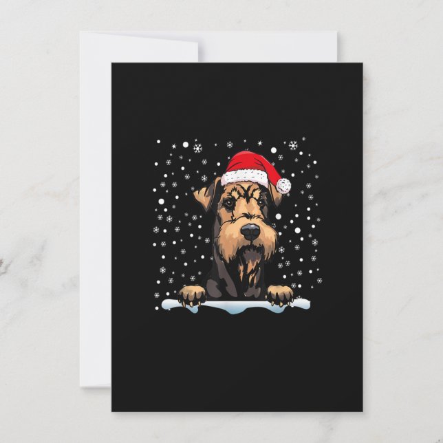 Convites Airedale Terrier Cachorro Natal Matando Papai Noel (Frente)