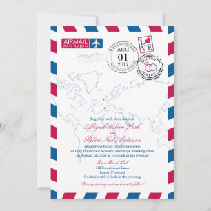 Convites Airmail Heart Ireland e Portugal Wedding