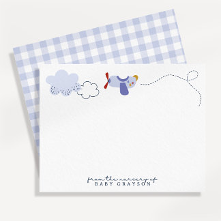 Convites Airplane Baby Boy Nursery Note Card