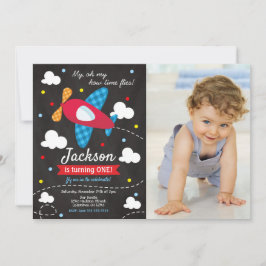 Convites Airplane Birthday Photo Invitation | Time Files