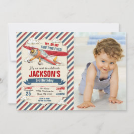 Convites Airplane Birthday Photo Invitation / Time Flies
