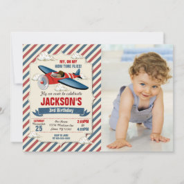 Convites Airplane Birthday Photo Invitation | Time Flies