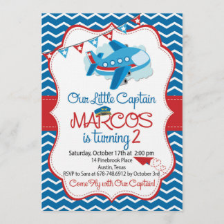 Convites Airplane theme birthday invitation for boys