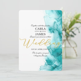 Convites Airy Blue Turquoise Watercolor Modern