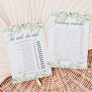 Convites Airy Botanical Double-Sided Bridal Shower Game