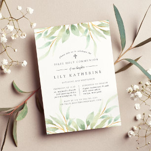 Convites Airy Botanical First Sagrado Community Invitation