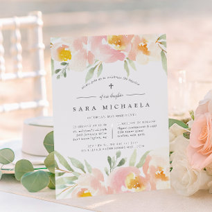 Convites Airy Floral Baptism ou Christening Invitation