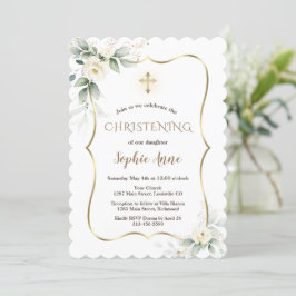 Convites Airy Greenery Dourado Frame White Floral Christeni
