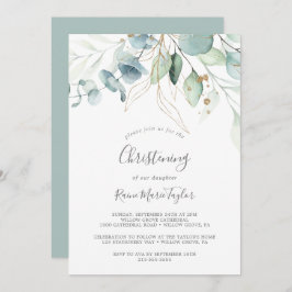 Convites Airy Greenery e Dourada Leaf Christening